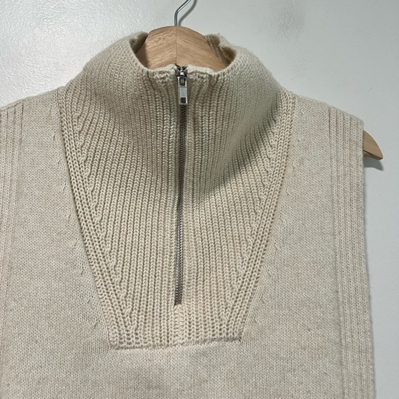 H&M Cream Knit Half-Zip Sweater Vest One Size High Neck Layering Piece - Picture 13 of 14